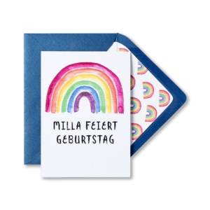 Bunte Kindergeburtstagskarte mit Regenbogen